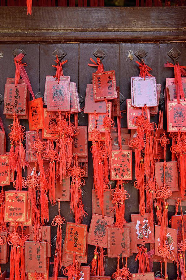Hanging Digital Art - Red Chinese Envelopes Tied To Wall by Matt Dutile