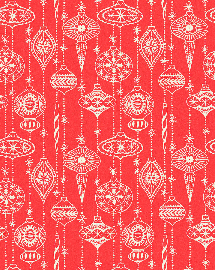 Christmas Drawing - Red Christmas Ornament Pattern by CSA Images