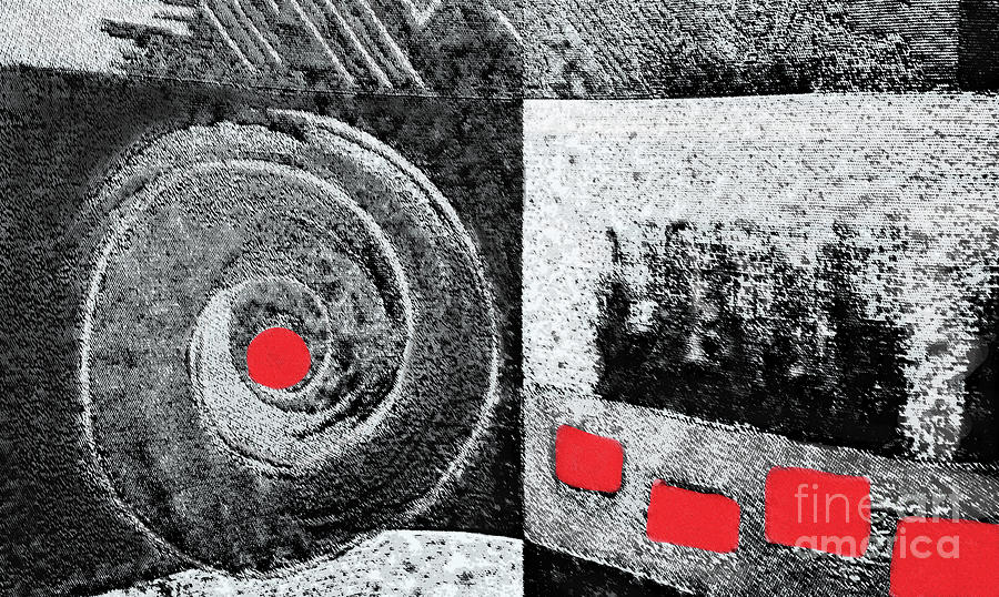Red Circle And Squares Abstract Pattern 300 Mixed Media
