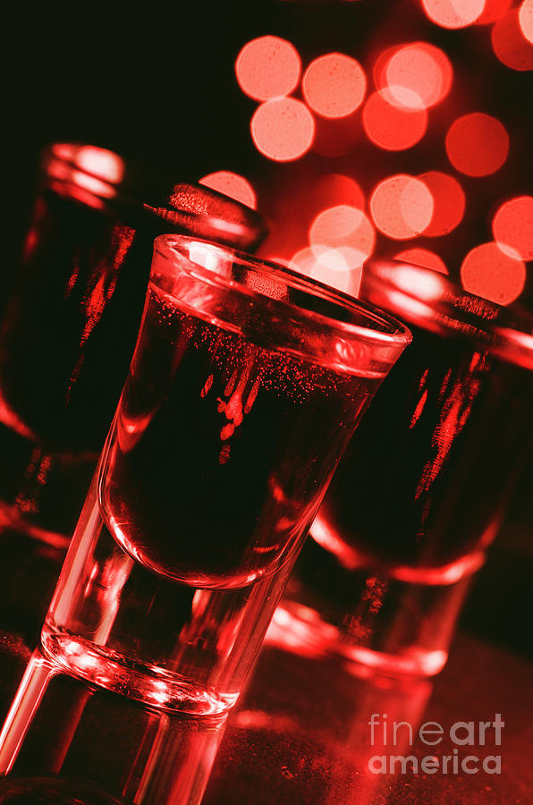 Red cocktail in shot glasses Photograph by Jelena Jovanovic