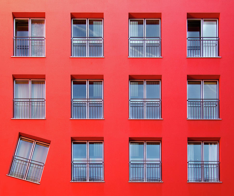 Red Color Building And Windows Photograph by Christian Beirle González