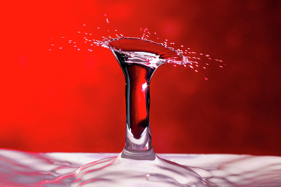 Red Column Water Drop Collision Photograph by SR Green