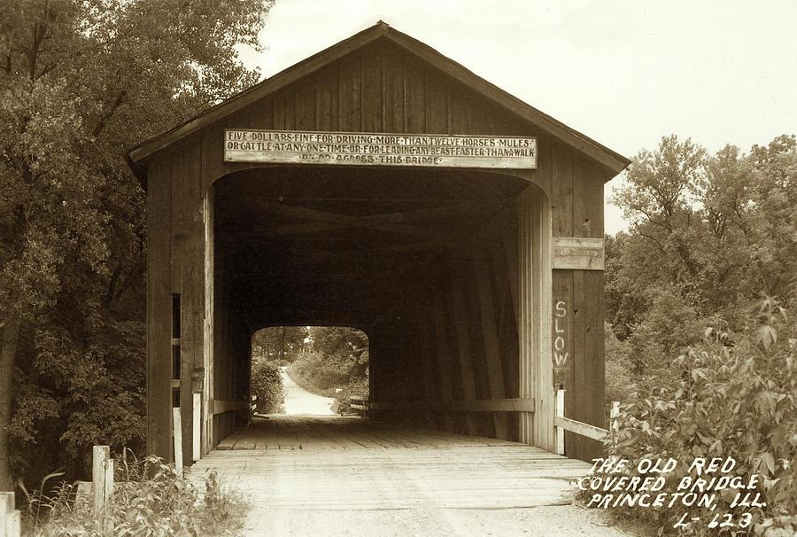 Red Covered Bridge Early - 1900s Photograph by Jayson Tuntland