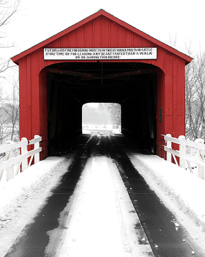 Red Covered Bridge Photograph by Jayson Tuntland