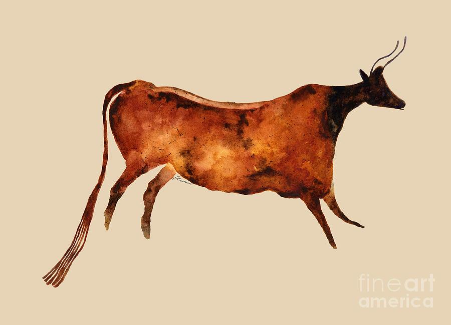Red Cow In Beige Painting