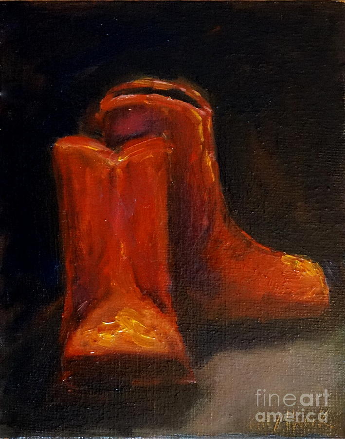 Red Cowgirl Boots Painting by Katy Hawk