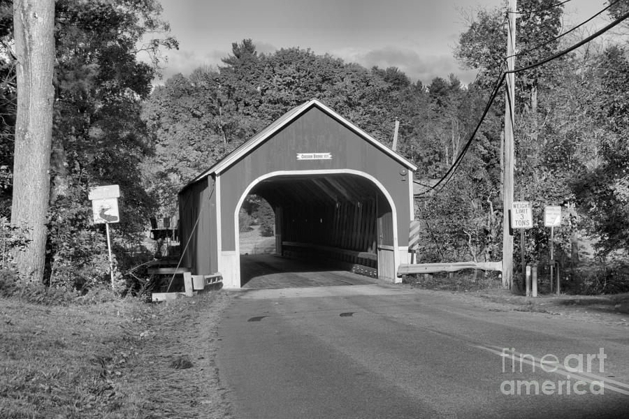 Red Cresson Covered Bridge Black And White Photograph by Adam Jewell