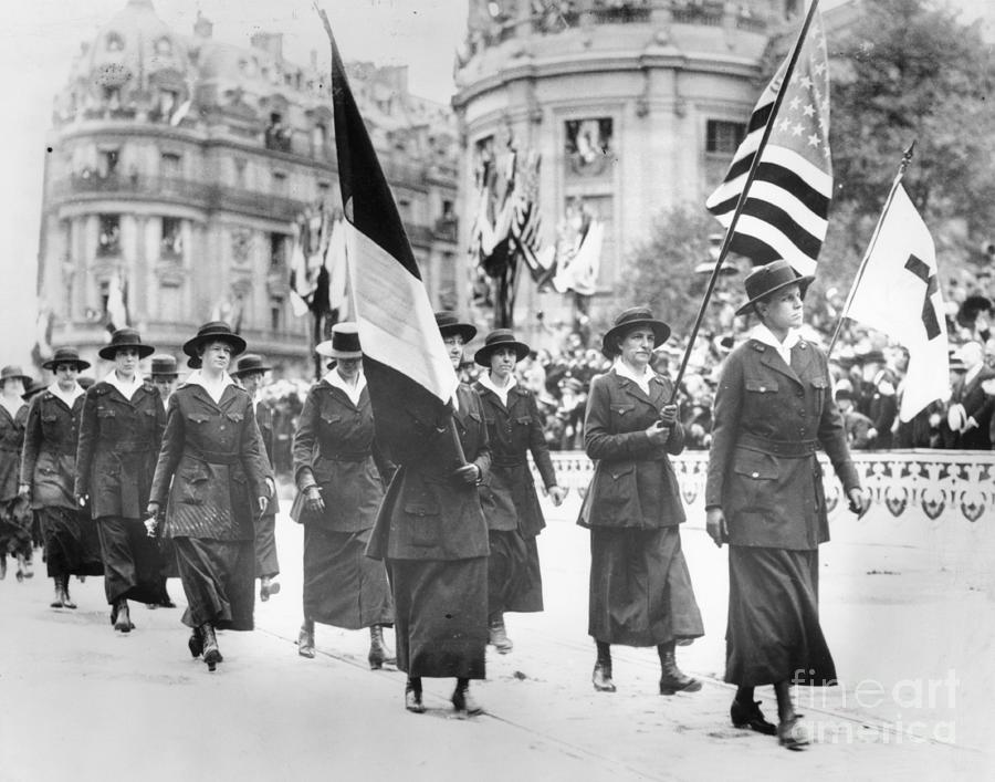 Red Cross Nurses Marching In Parade Photograph by Bettmann - Fine Art ...