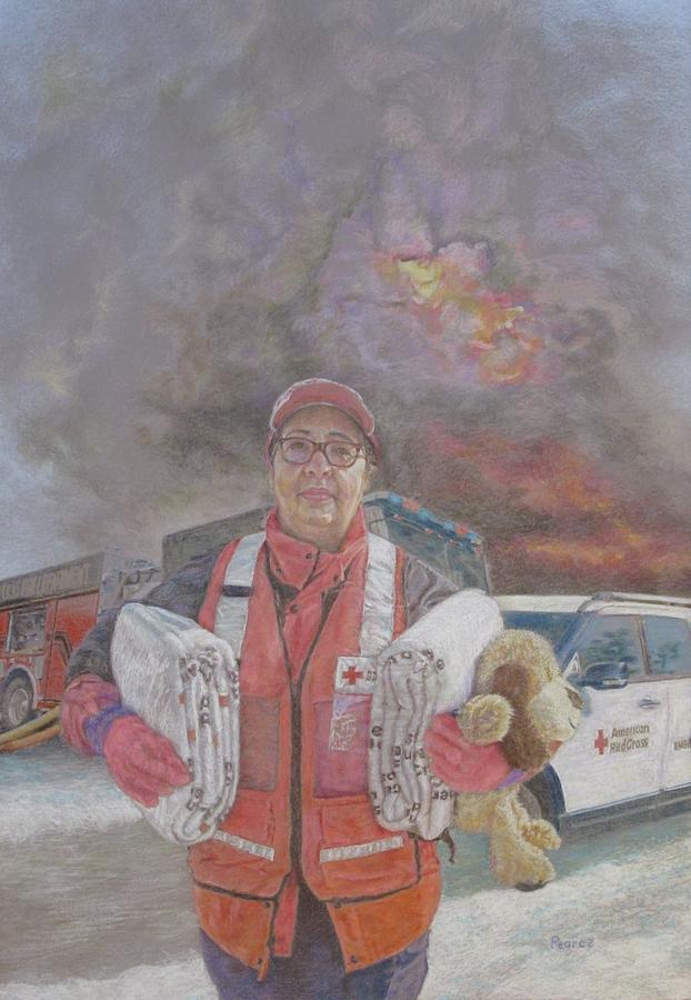 Red Cross Volunteer Drawing by Edward Pearce