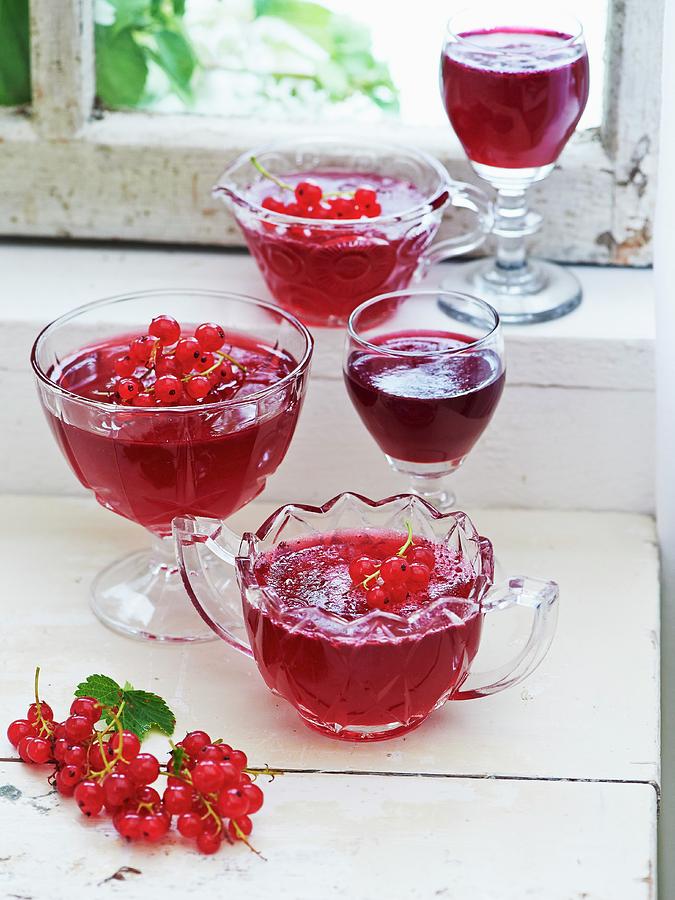Red Currant Jam In Glass Bowls Photograph by Hannah Kompanik