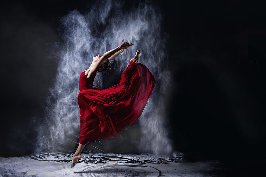 Red Photograph - Red Dancing by Petr Kleiner