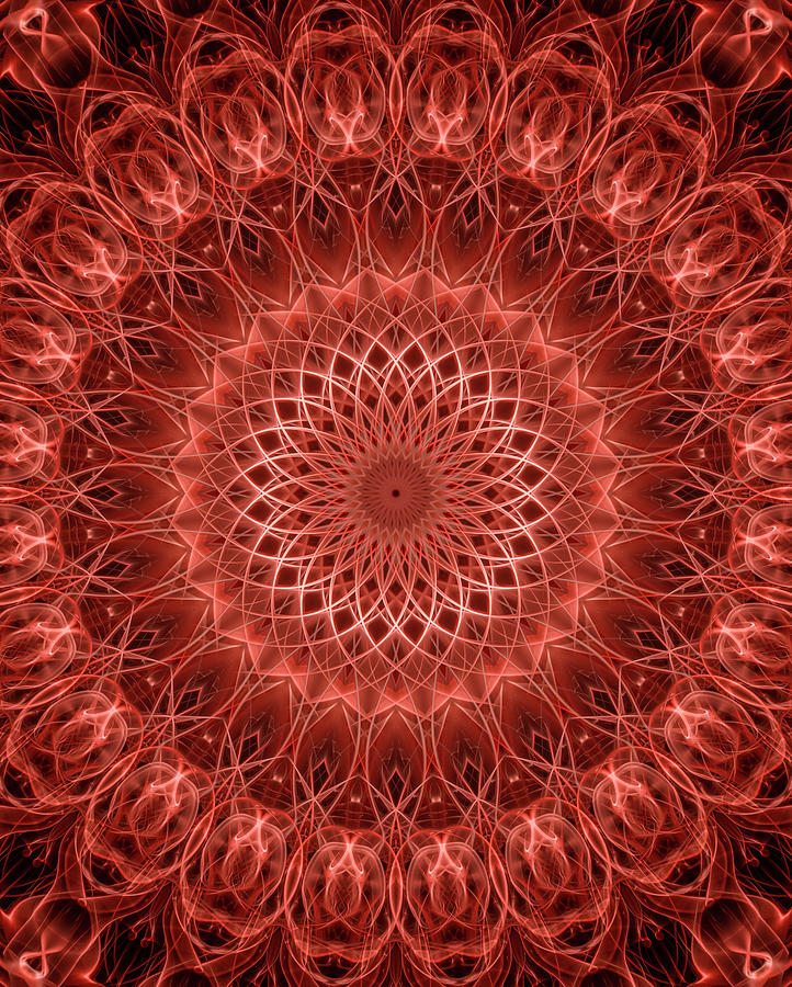 Red detailed mandala Digital Art by Jaroslaw Blaminsky