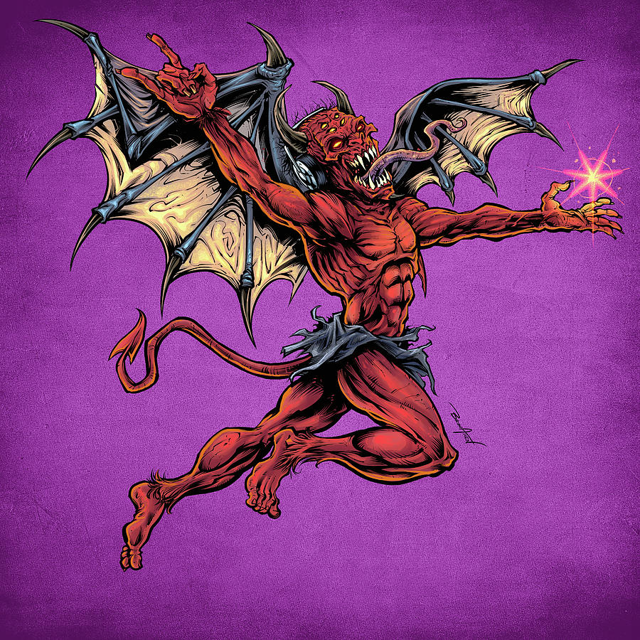Summoning Devil Beast Angel Demon Wings Original Art Artwork Poster Print 11x17 
