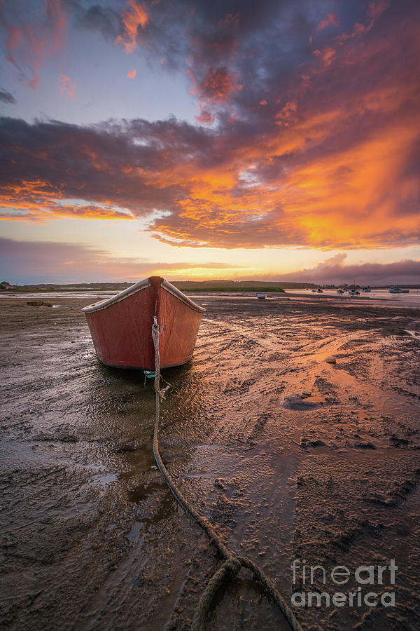 Red Dinghy Sunset Photograph by Benjamin Williamson