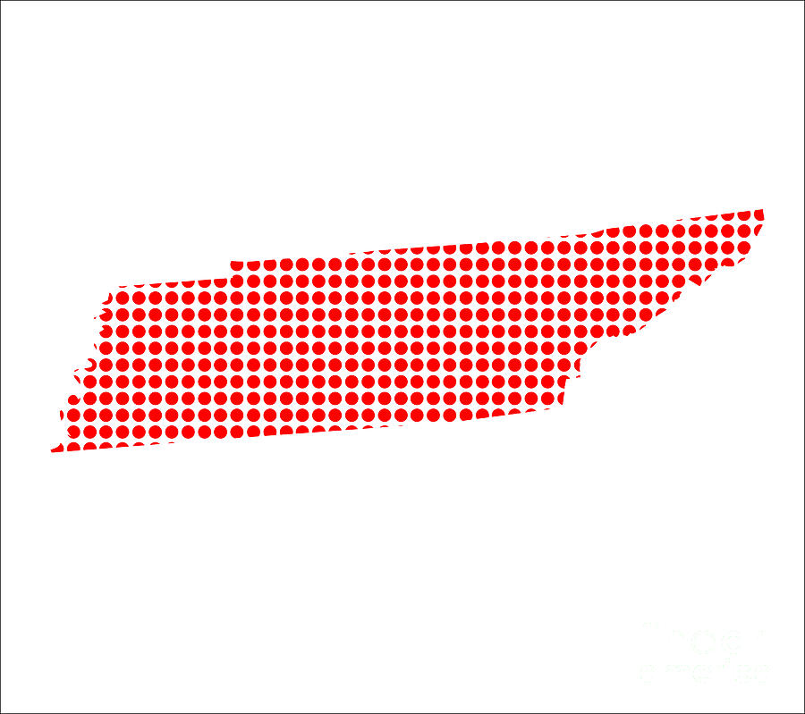 Red Dot Map Of Tennessee Digital Art