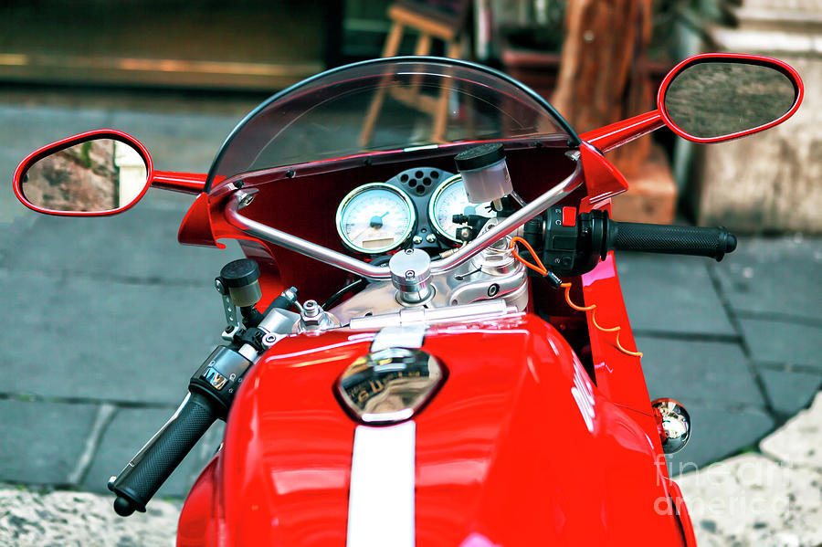 Red Ducati Parked in Rome Photograph by John Rizzuto