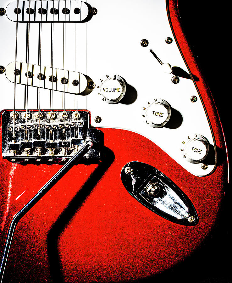 Red Electric Guitar Close-up Photograph by Maggie Mccall