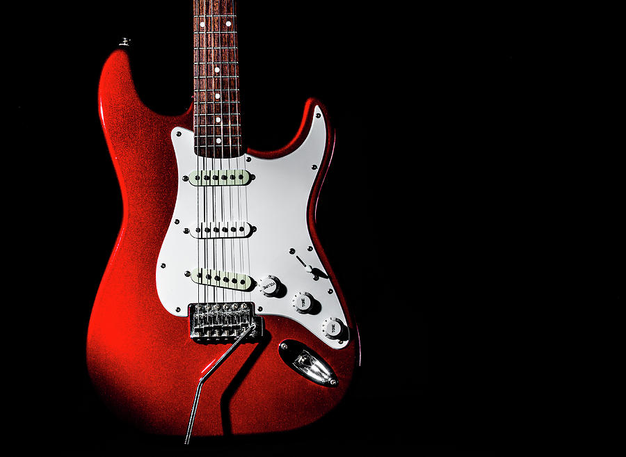 Red Electric Guitar Photograph by Maggie Mccall