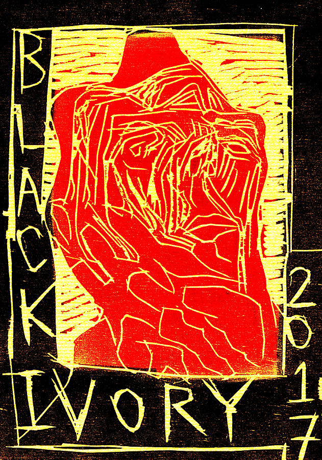 Red Face Black Ivory Woodcut Poster 28 Digital Art by Edgeworth Johnstone