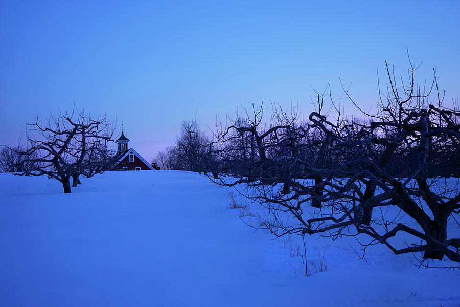 Red Farmhouse Winter  Sunset Photograph by Joann Vitali