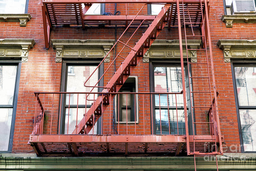 Red Fire Escape in New York City Photograph by John Rizzuto