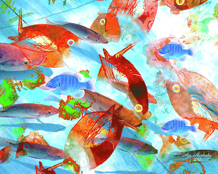Red Fish Mixed Media - Red Fish by Ata Alishahi