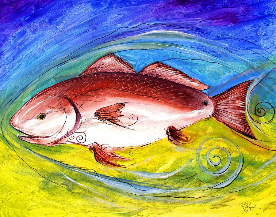 Red Fish Painting by J Vincent Scarpace