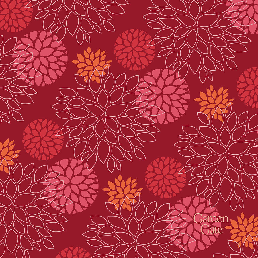 Red Floral design with logo Digital Art by Garden Gate magazine
