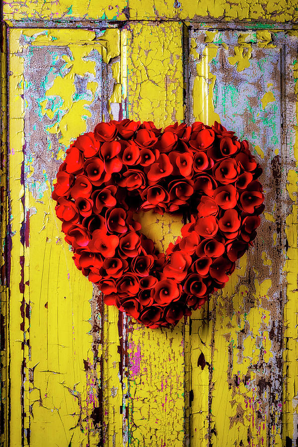 Red Floral Heart Wreath Photograph by Garry Gay