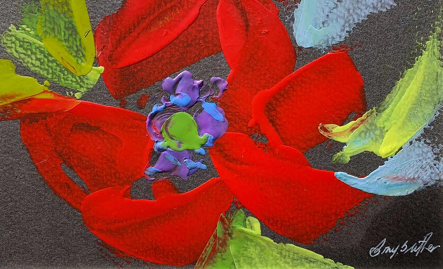 Red Flower Painting by Bonny Butler