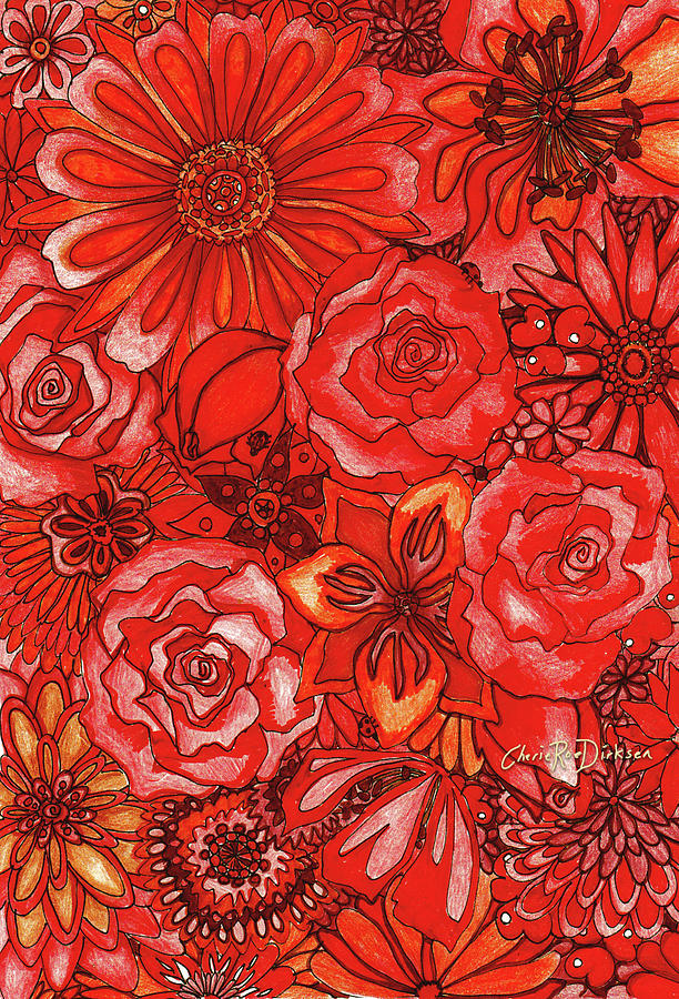 Red Flower Collage Painting by Cherie Roe Dirksen - Fine Art America