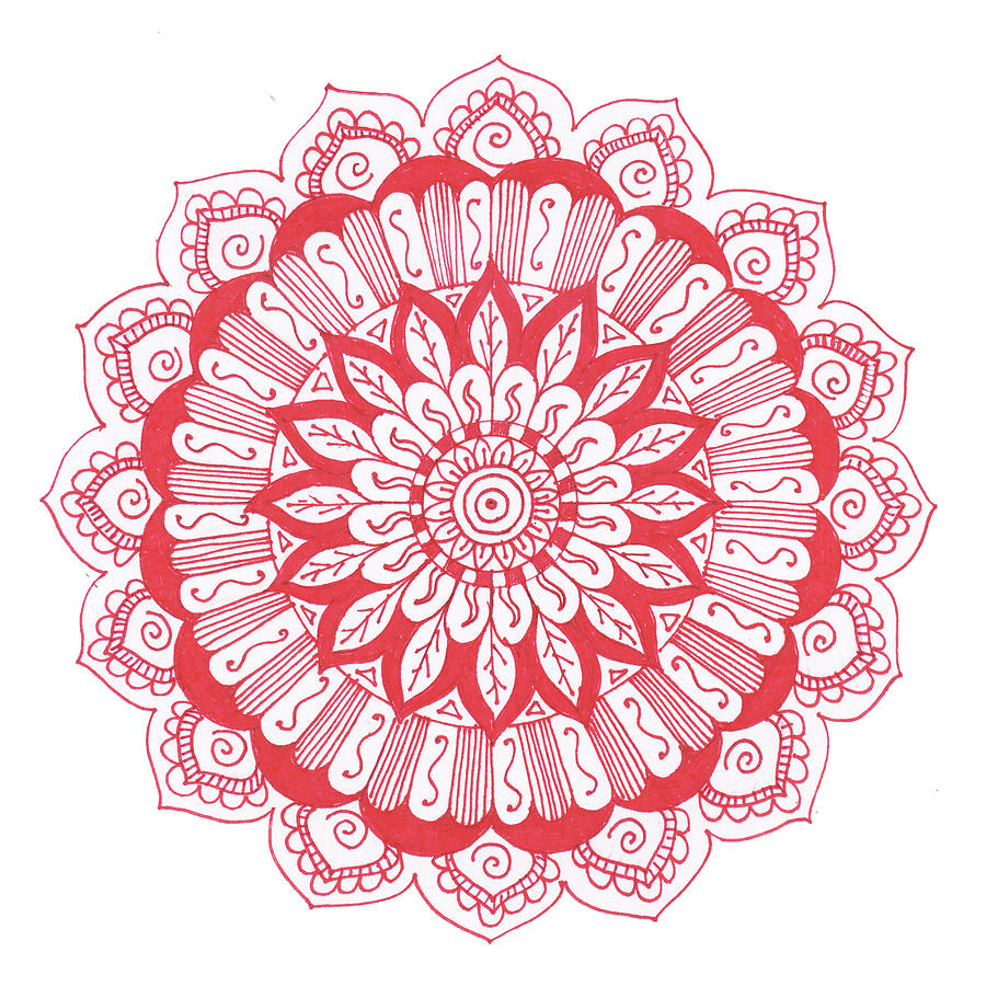 Pattern Photograph - Red Flower Mandala by Julie Goonan