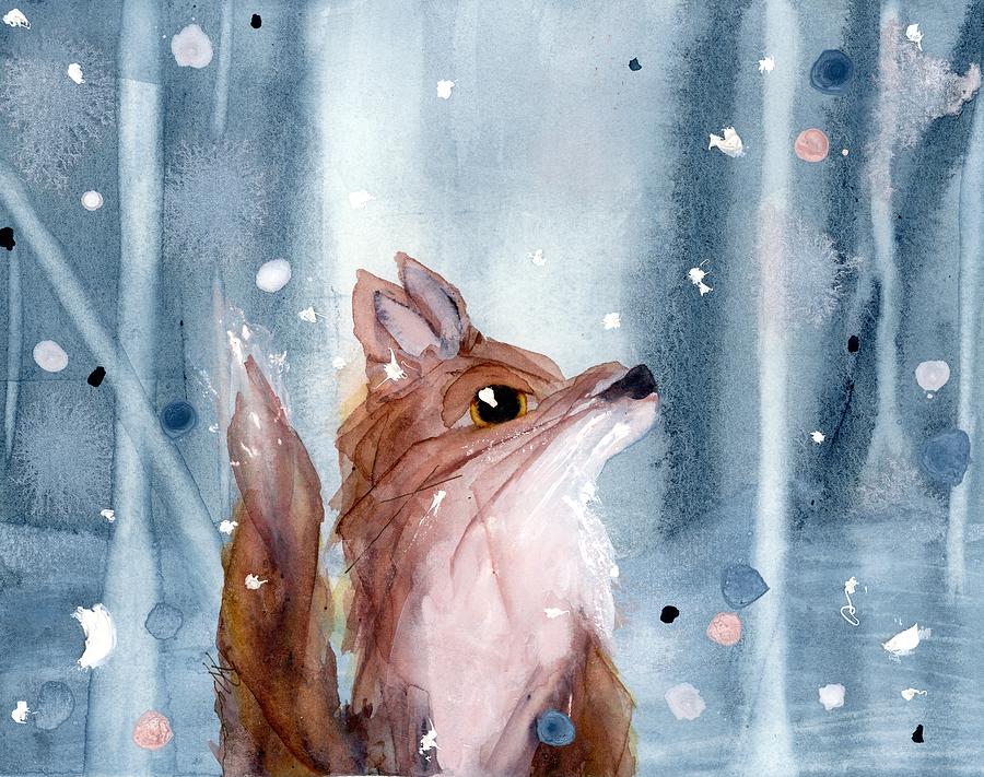 Red Fox in the Snow Painting by Dawn Derman