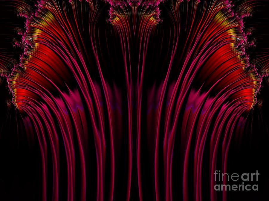 Red Fuchsia and Gold Fireworks Fractal Abstract Digital Art by Rose Santuci-Sofranko
