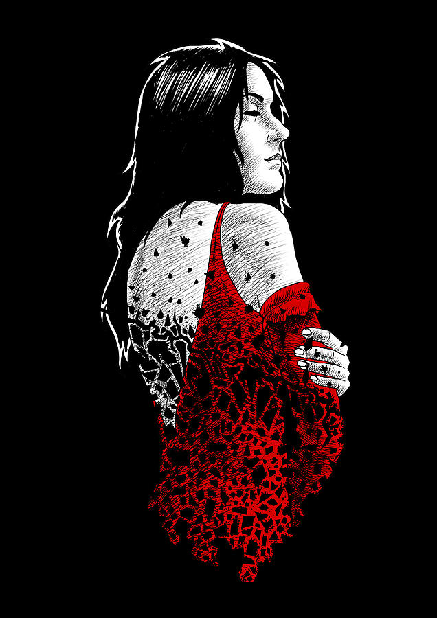 Red Girl In Red Dress Digital Art by Achiera Adine - Fine Art America