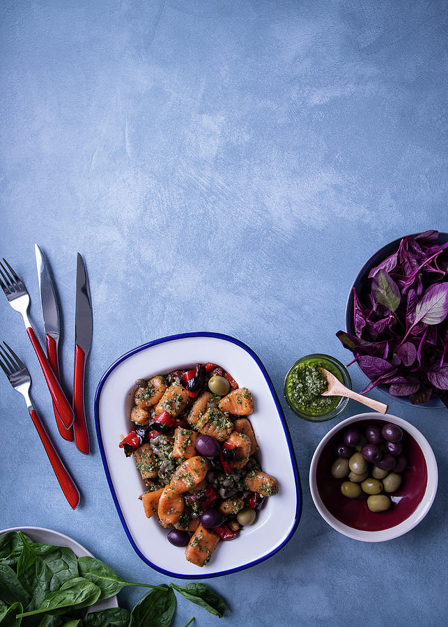 Red Gnocchi With Cashews, Cowpeas And Baby Spinach Photograph by Great Stock!
