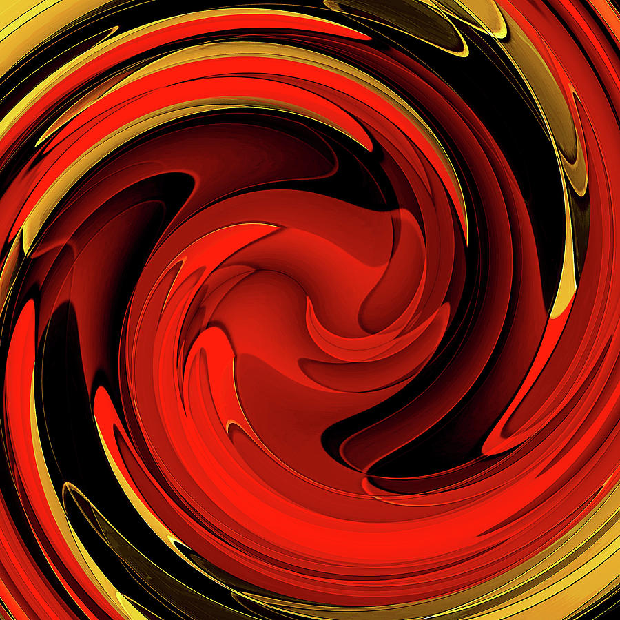 Abstract Digital Art - Red Gold Swirl by David Manlove