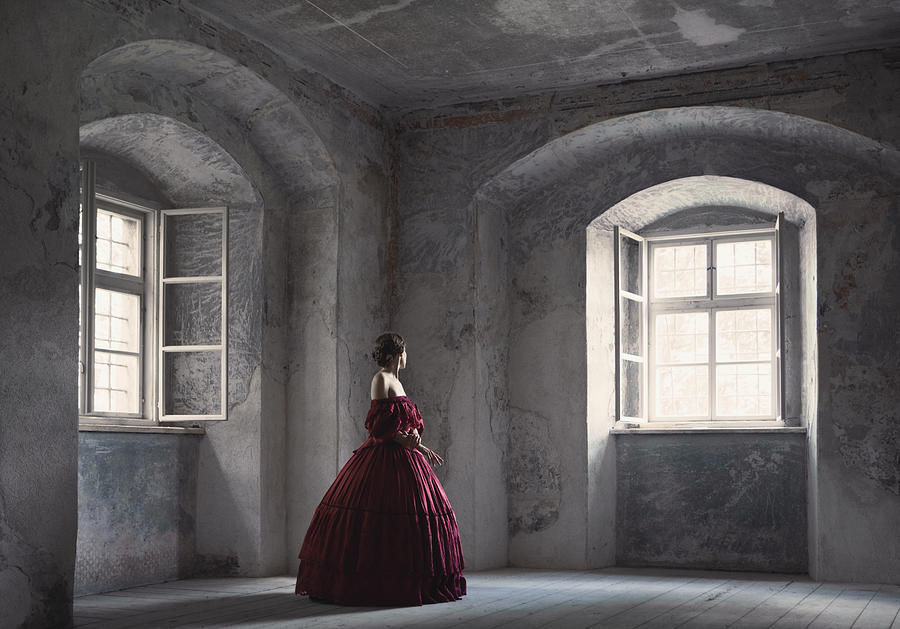 Castle Photograph - Red Gown by Magdalena Russocka