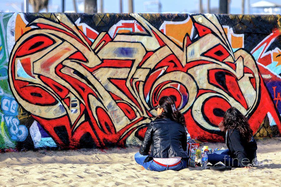Red Graffiti Venice Beach Photograph by John Rizzuto