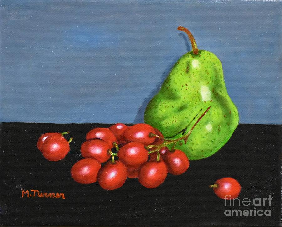 Red Grapes and a Pear Painting by Melvin Turner