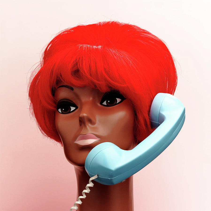 Vintage Drawing - Red Haired Woman on Telephone by CSA Images