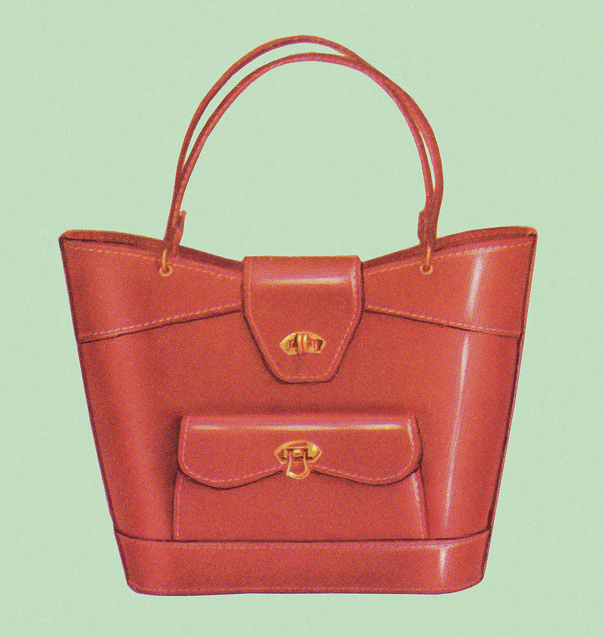 Vintage Drawing - Red Handbag by CSA Images