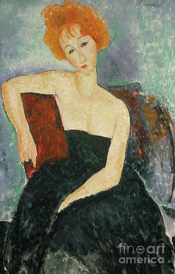 Red headed Girl in Evening Dress, 1918  Painting by Amedeo Modigliani