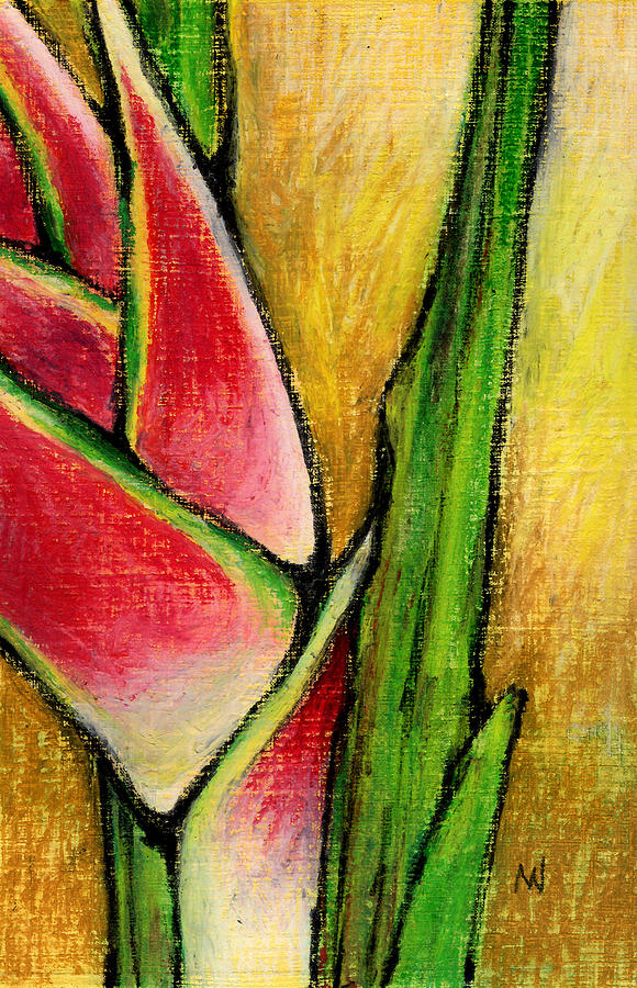 Red Heliconia Pastel by AnneMarie Welsh