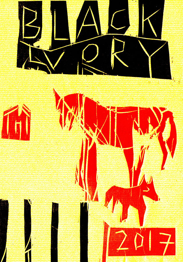Red Horse Black Ivory Woodcut Poster 22 Digital Art by Edgeworth Johnstone