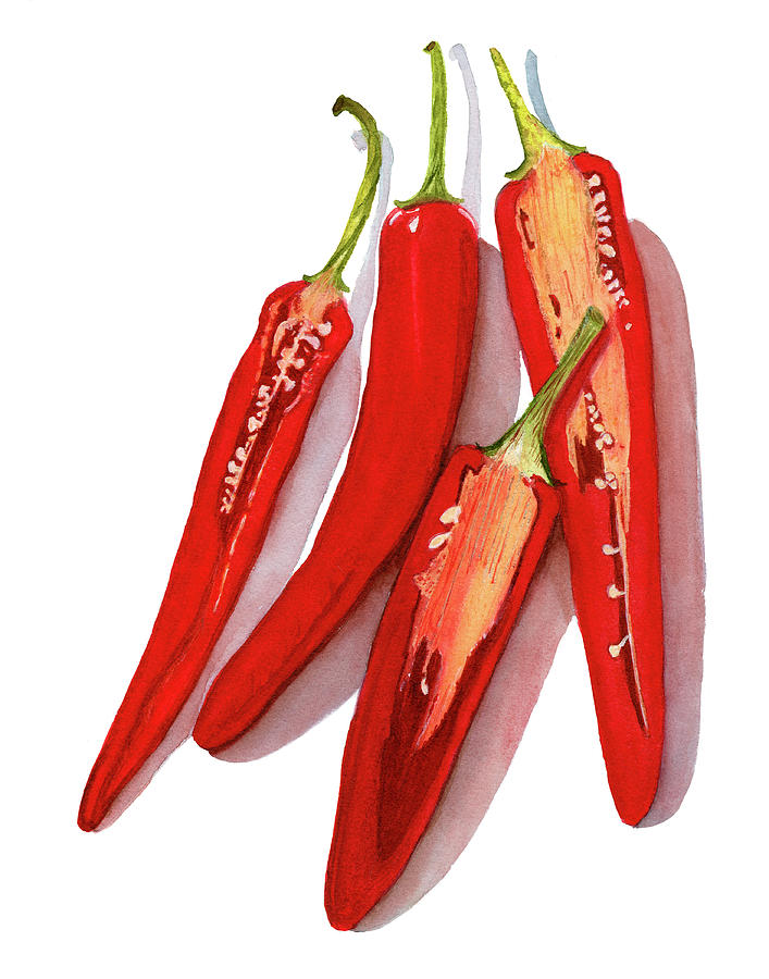 Red Painting - Red Hot Chili Peppers Watercolor by Deborah League Red Painting - Red Hot Chili Peppers Watercolor by Deborah League