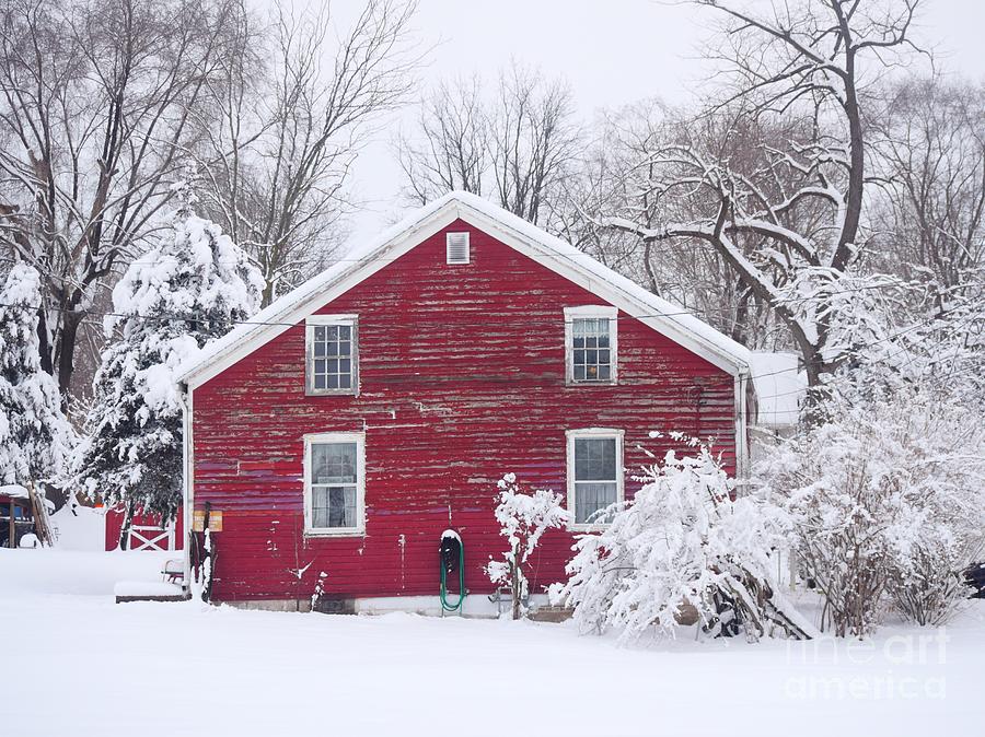 Red House Of Winter Photograph