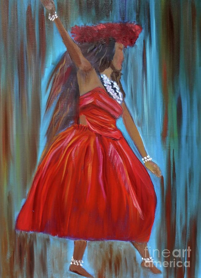 Red Hula Painting by Jenny Lee