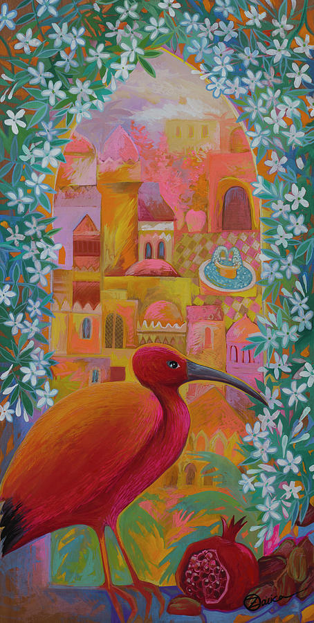 Bird Painting - Red Ibis by Oxana Zaika