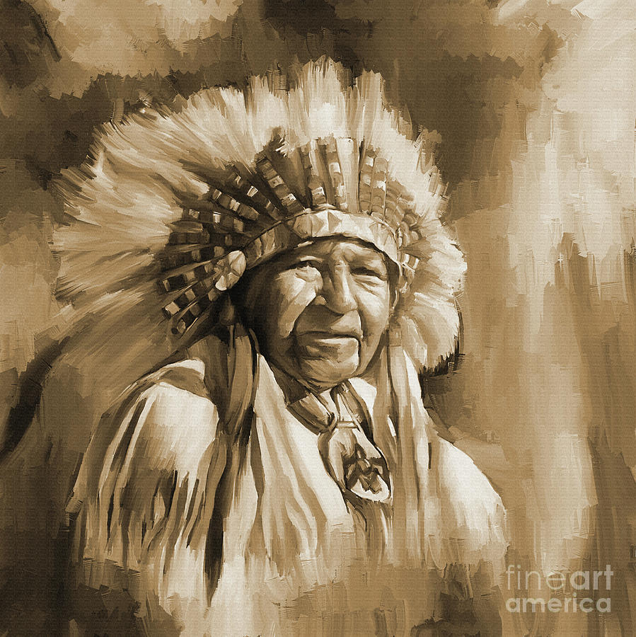 Red Indian art ggb012 Painting by Gull G